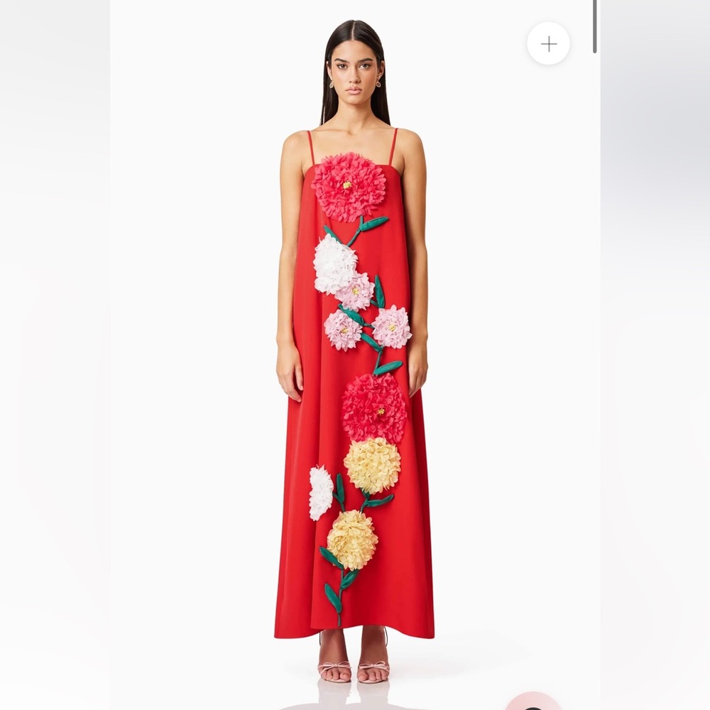 ELLIATT Buttercup Embroidered Maxi Dress In Red